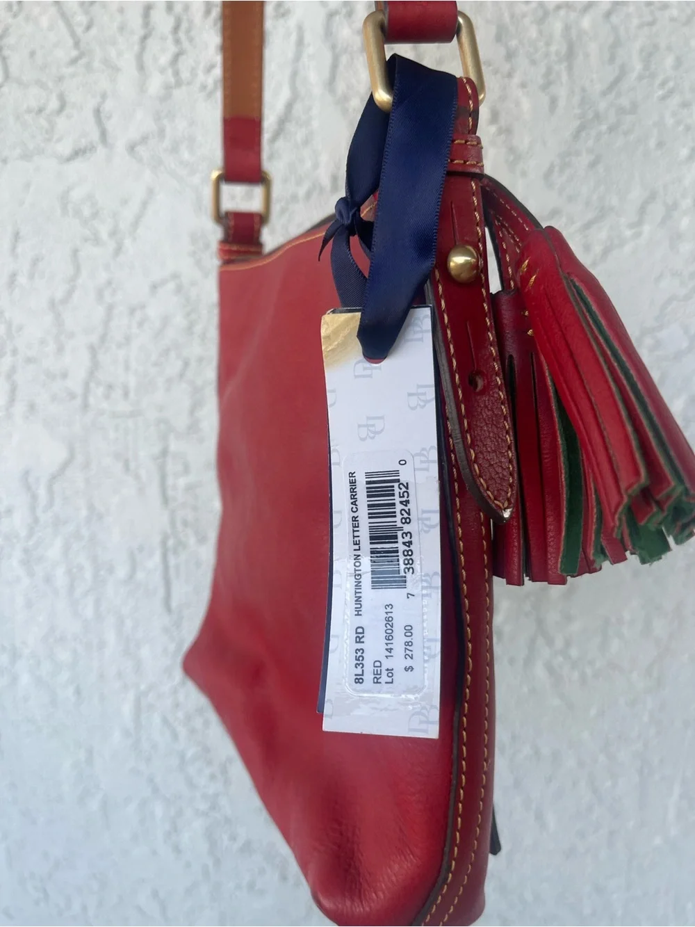 Dooney & Bourke Red Leather Tassel Shoulder Bag